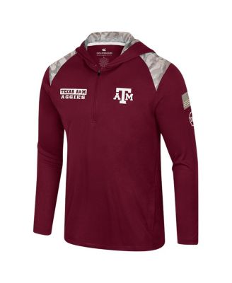 Men's Maroon Texas A M Aggies OHT Military Appreciation Quarter-Zip Hoodie Jacket