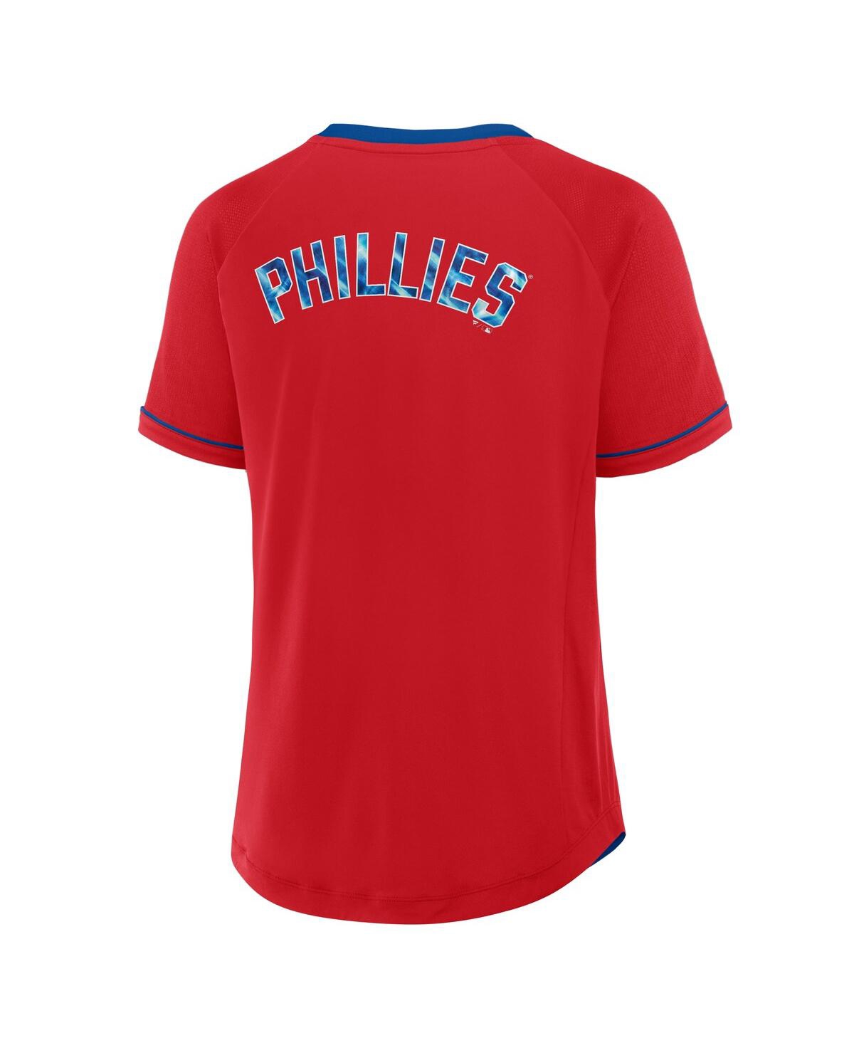 Fanatics Women's Red Philadelphia Phillies League Diva Star Raglan V-neck T-shirt In Red