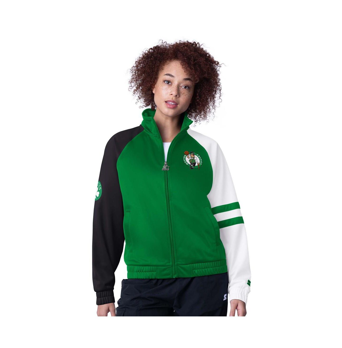 Женская куртка Starter Kelly Green Boston Celtics Line Up Dolman Raglan Full-Zip Track Jacket — фото 1