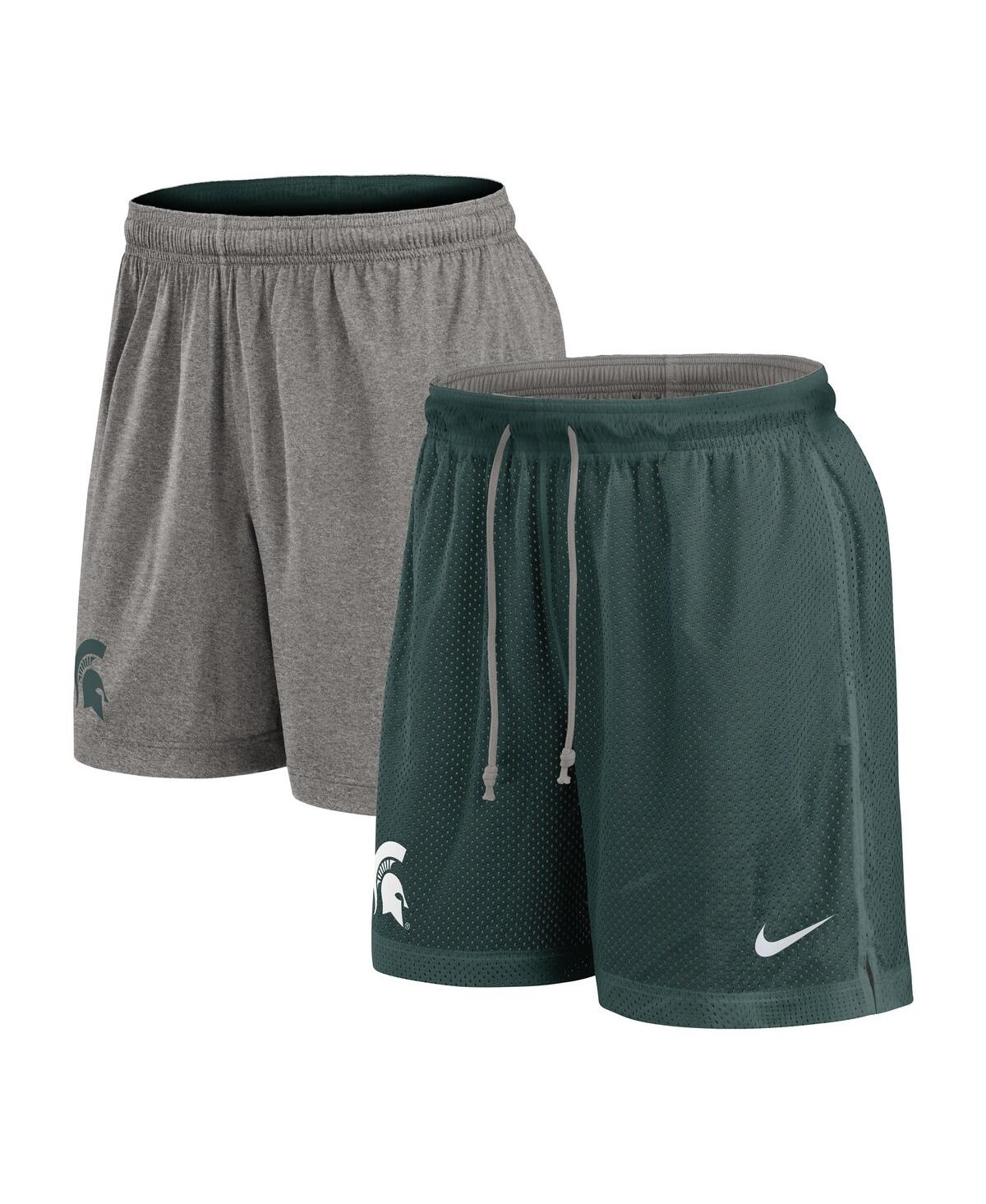 Nike Men's Green/Heather Gray Michigan State Spartans Player Reversible Shorts - Green, Heather Gray