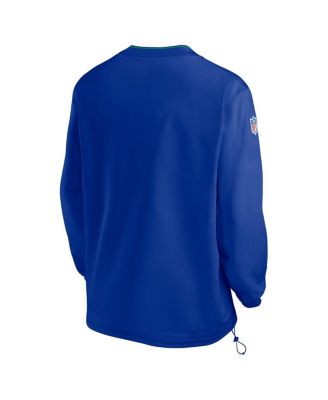 Men's Royal Seattle Seahawks 2024 Sideline Throwback Logo Long-Sleeve V-Neck Windshirt