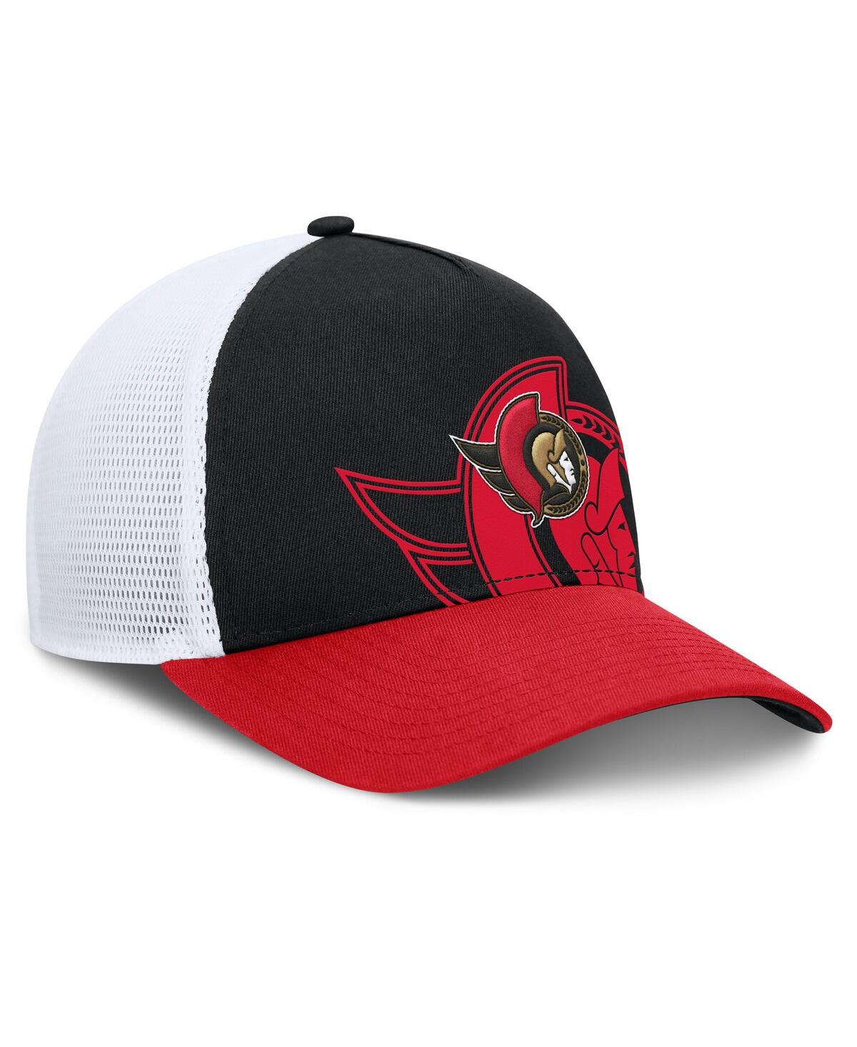Fanatics Men's Black/red Ottawa Senators Authentic Pro A-frame Rink Adjustable Hat In Black,red