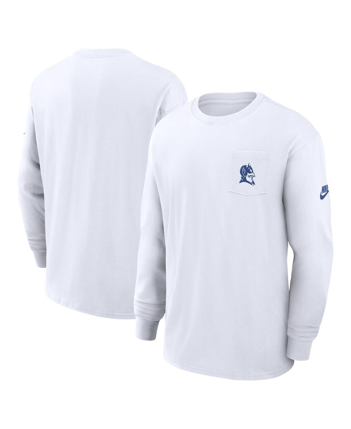Nike White Duke Blue Devils Legacy Max90 Pocket Long Sleeve T-shirt In White