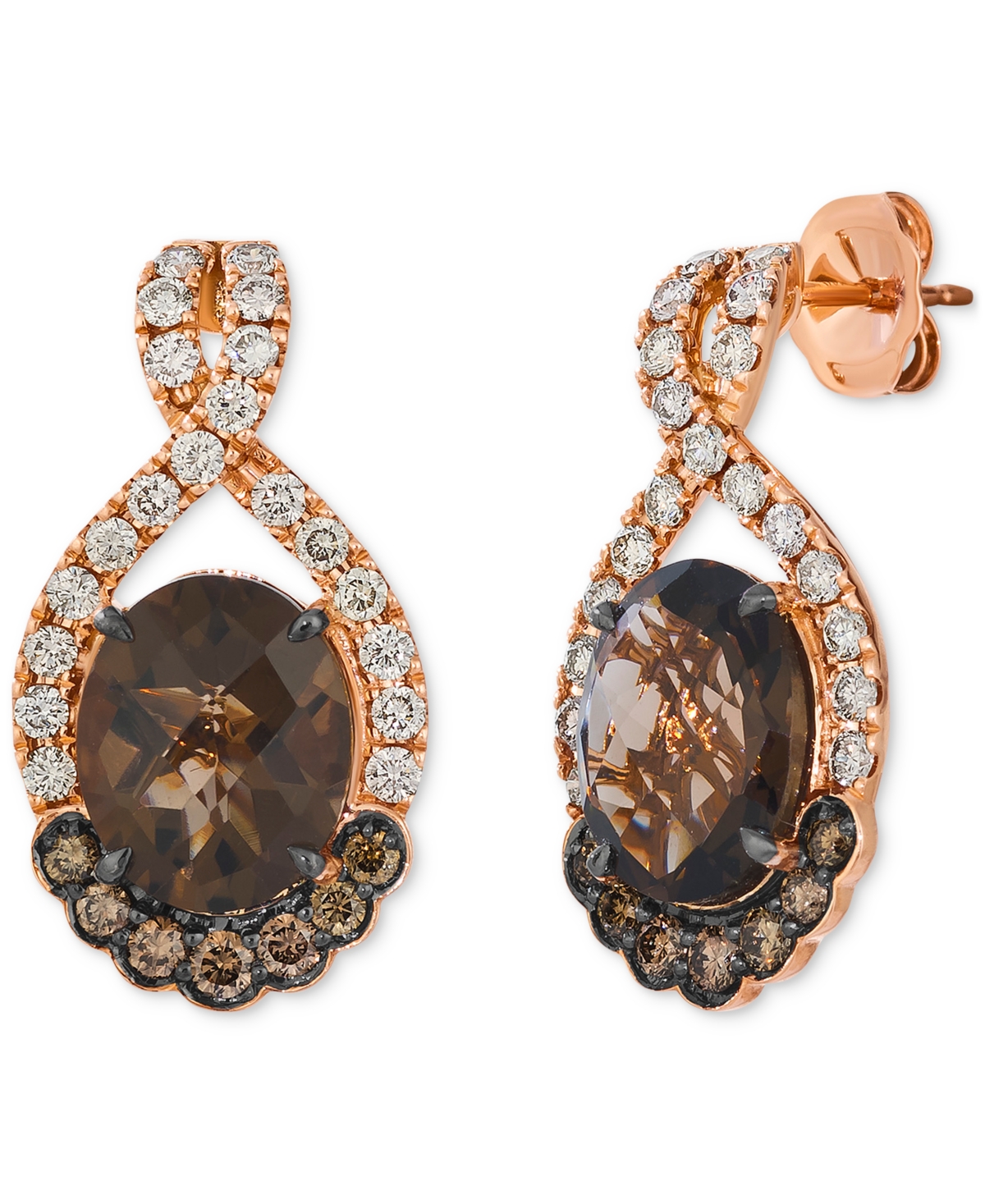 Le Vian Chocolate Quartz (4-1/2 Ct. T.w.), Nude Diamond (5/8 Ct. T.w.) & Chocolate Diamond (1/3 Ct. T.w.) Ea In Rose Gold