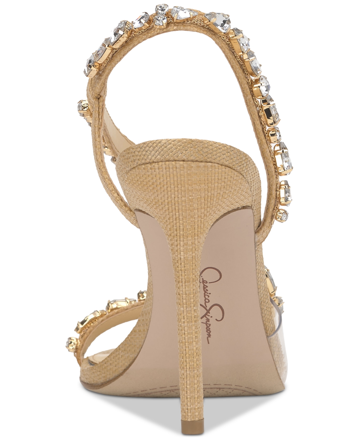 Jessica Simpson Women's Jaycin Barely-there Rhinestone Evening Sandals In Natural Raffia