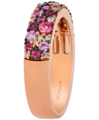 Multi-Gemstone (1 ct. t.w.) & Nude Diamond (1/10 ct. t.w.) Cluster Ring in 14k Rose Gold