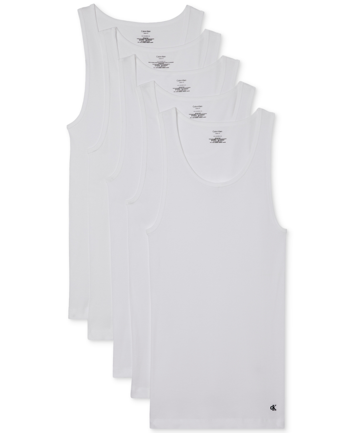 Calvin Klein Men's 5-pack Cotton Classics Tanks In White