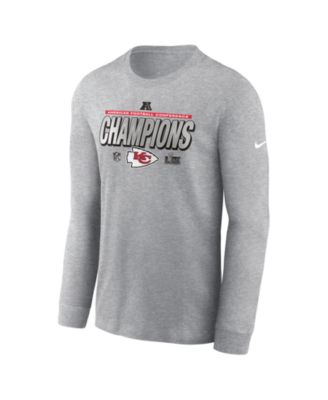 Nike - Men's Heather Charcoal Kansas City Chiefs 2024 AFC Champions Locker Room Trophy Collection Long Sleeve T-Shirt