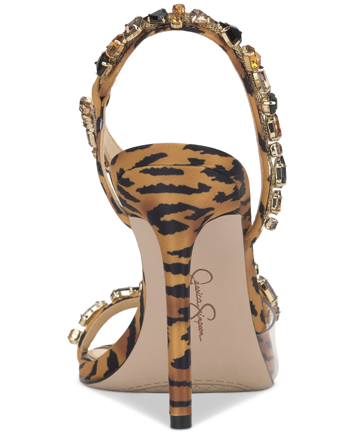 Jessica Simpson Women's Jaycin Barely-there Rhinestone Evening Sandals In Natural Leopard Multi Satin