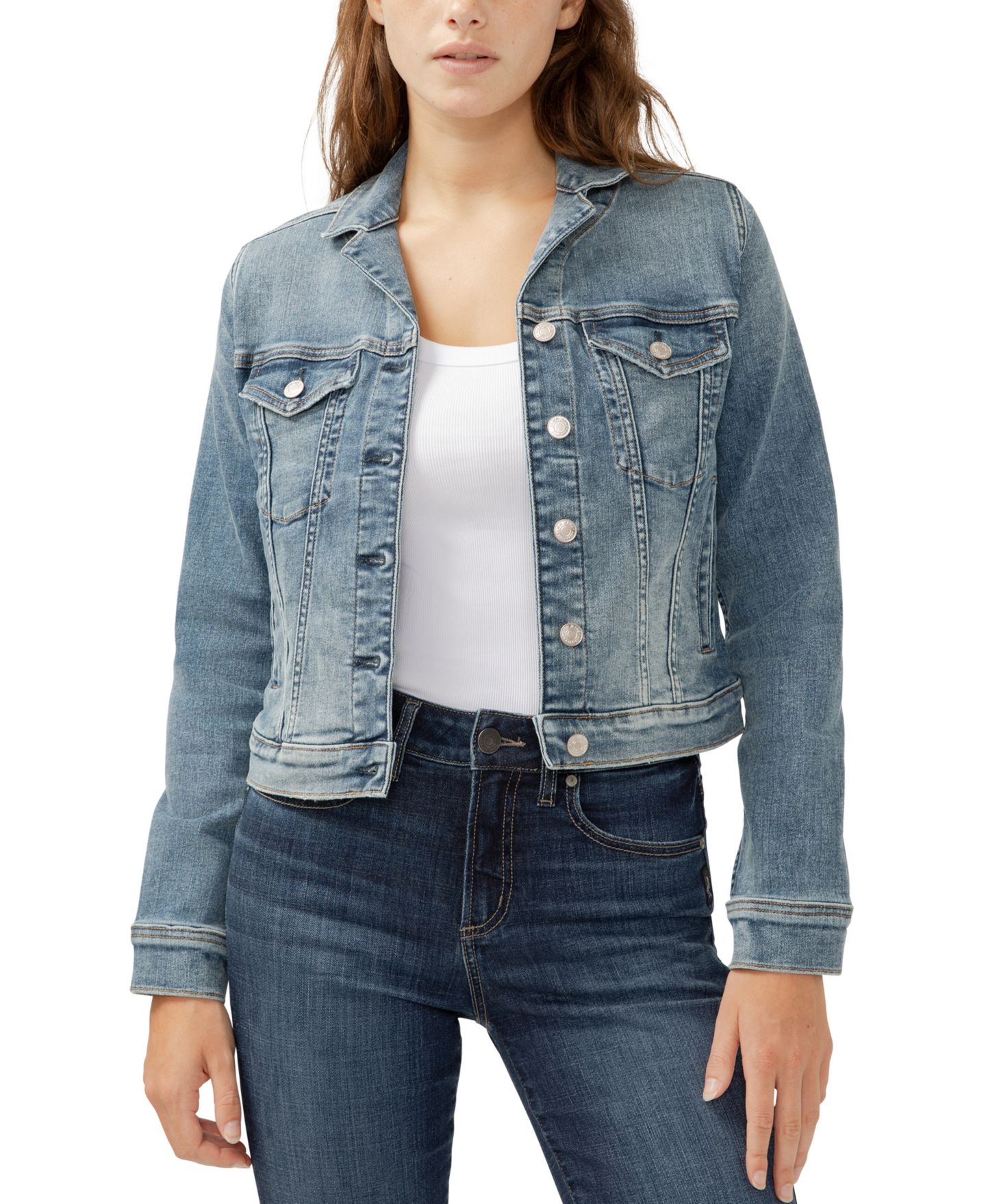 Женская куртка Silver Jeans Co. Notched Crop Jean, цвет: Индиго — фото 4