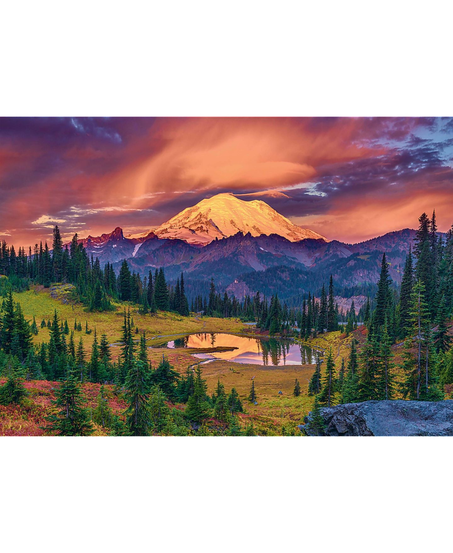Детский пазл Trefl Red 1000 Piece Puzzle - Mountain Sunset — фото 2