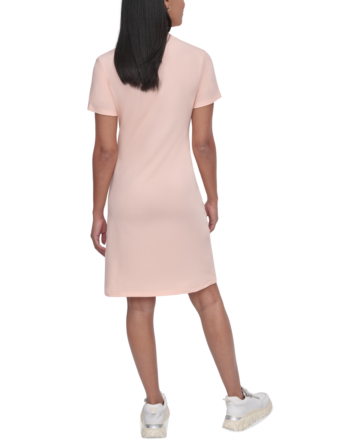 DKNY SPORT WOMEN'S STUDDED-LOGO V-NECK T-SHIRT DRESS 