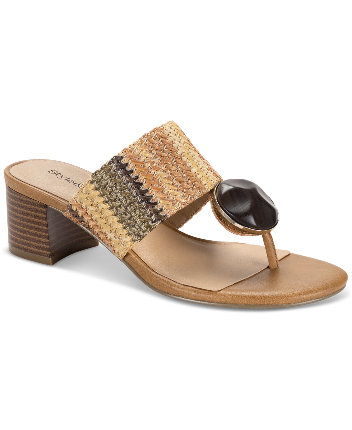 Women's Brandyy Embellished Raffia Sandals, Exclusively at Macy's - Bison Raff