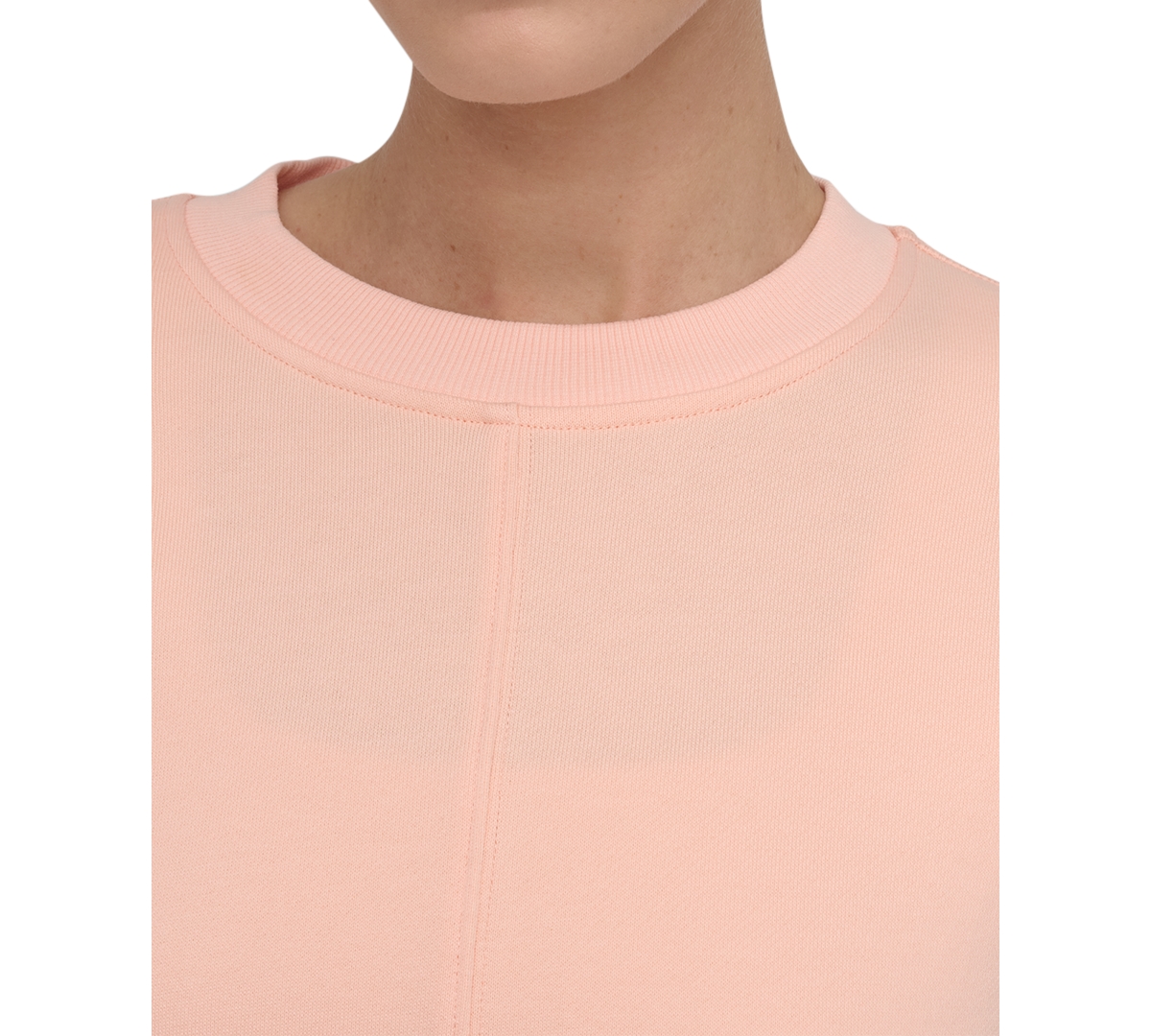 Dkny Sport Women's Cropped Crewneck Side-zip Sweatshirt In Tropical Peach