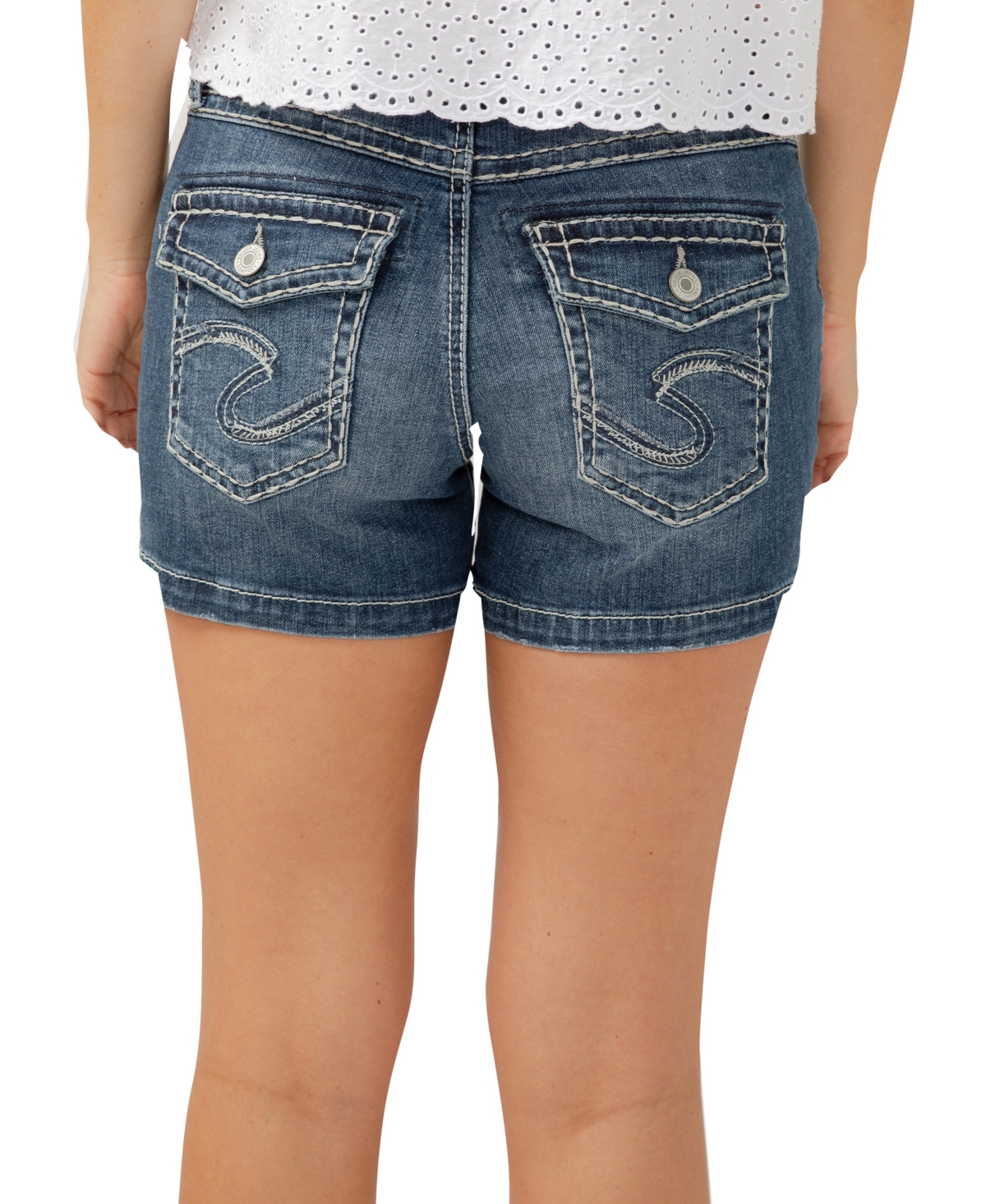 Shop Silver Jeans Co. Women's Suki Mid Rise Curvy Fit Shorts In Indigo