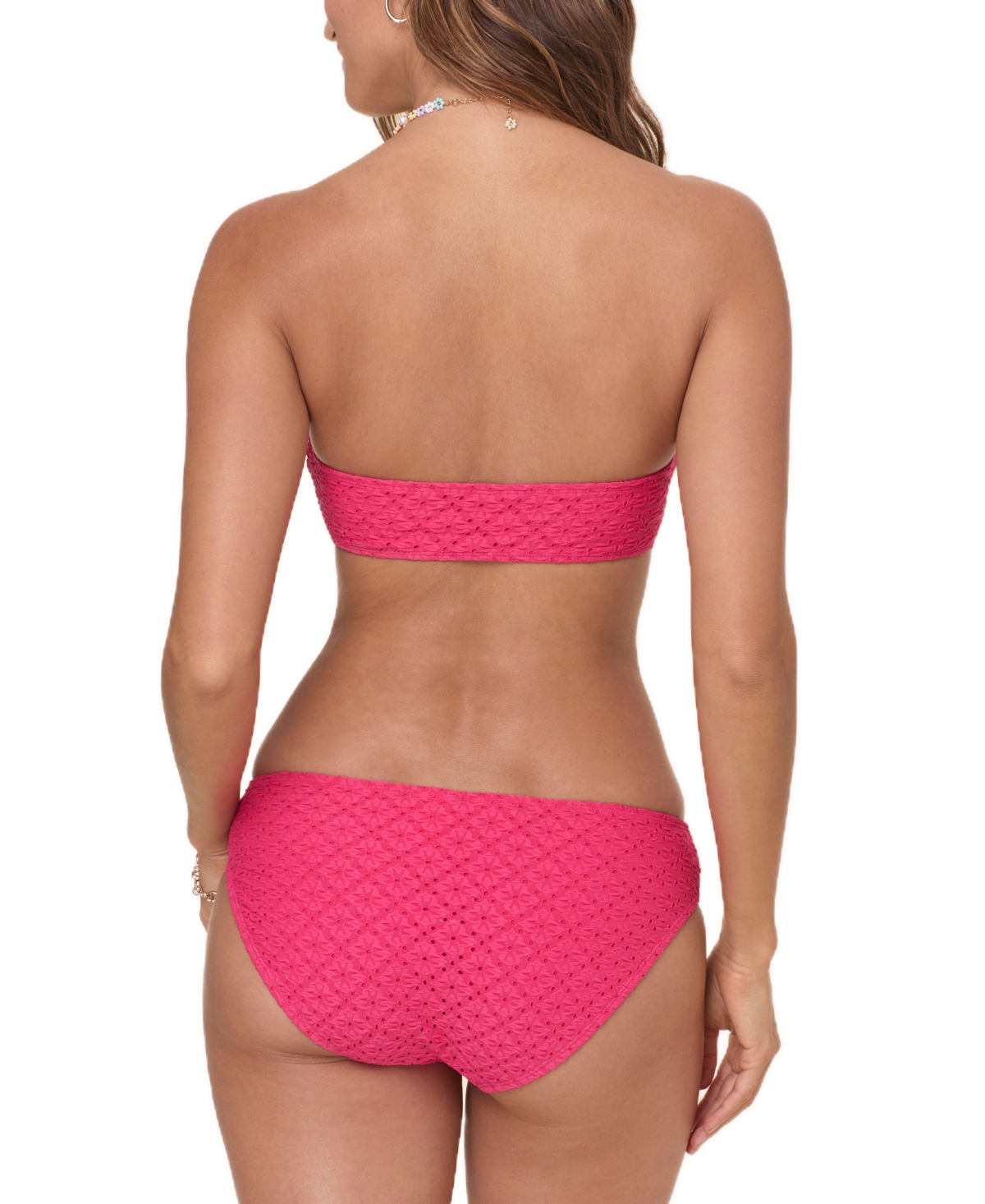 Andie Womens Pana Pointelle Bandeau Bikini Top Bikini Bottoms In Begonia