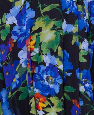 Betsy & Adam Plus Size Floral-Print Halter Gown