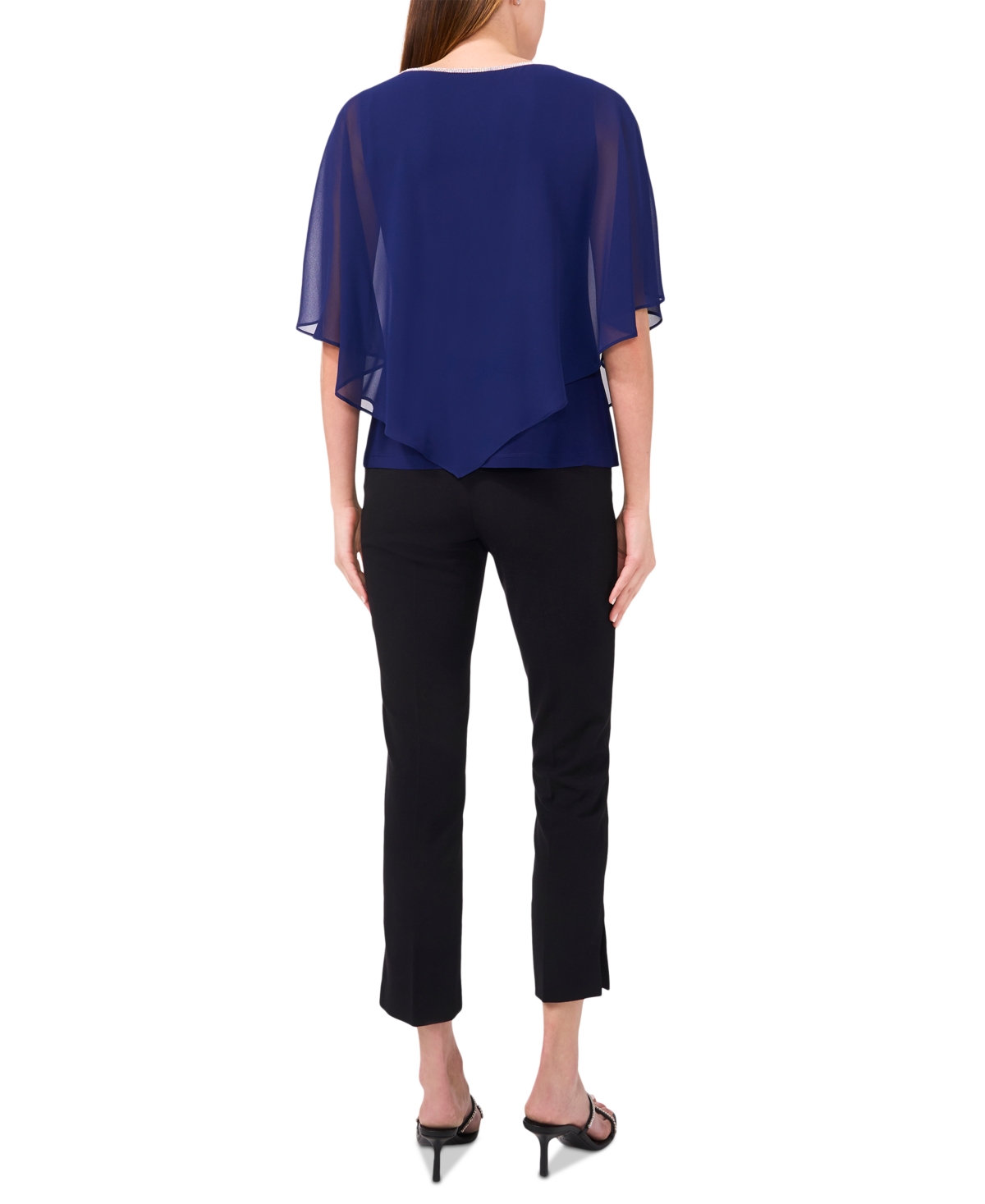 Msk Women's Rhinestone Overlay Top In Midnight