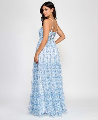 Juniors' Tiered Floral-Print Gathered Dress