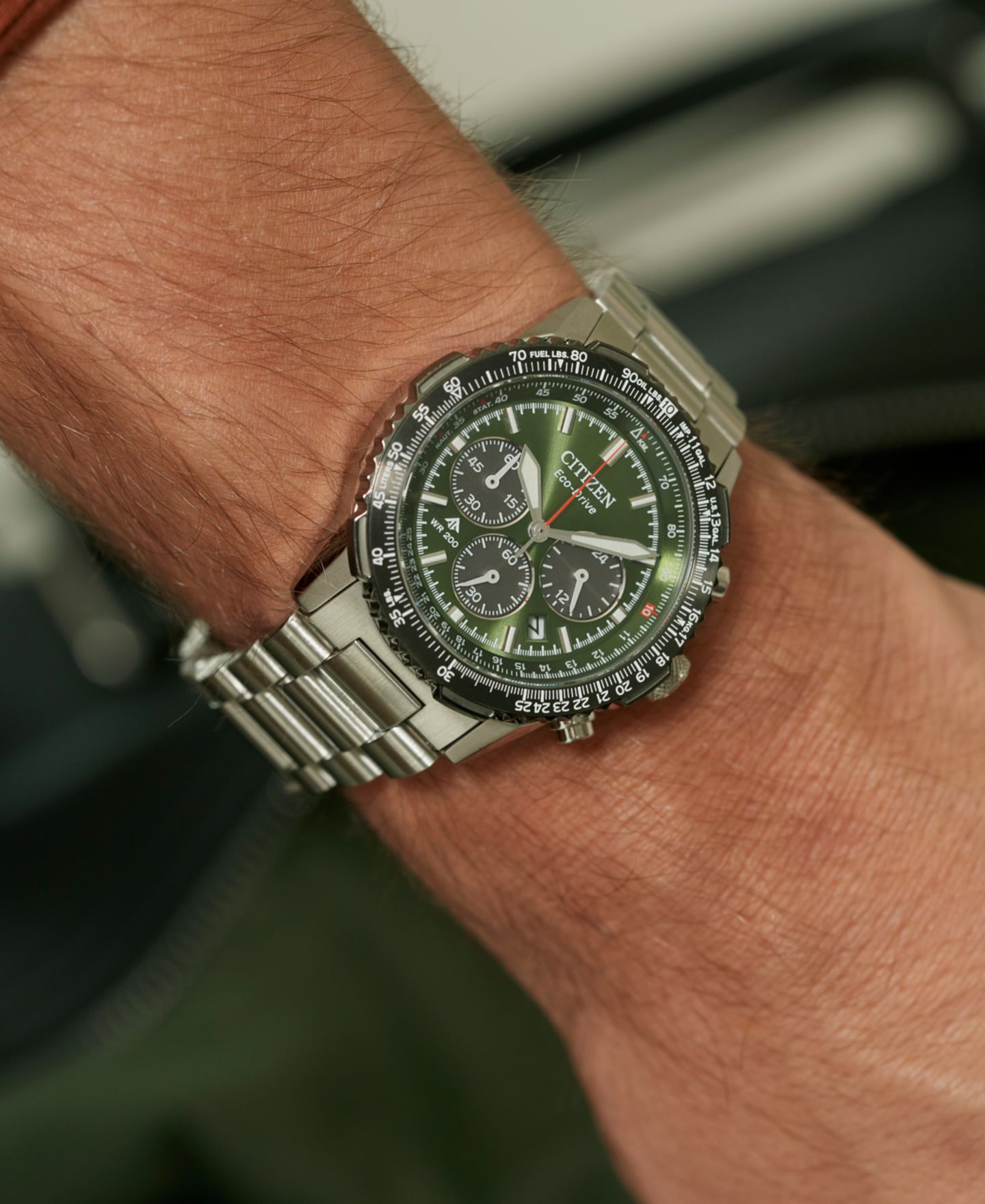 Мужские часы Citizen Promaster Eco Navihawk Chronograph Stainless Steel Bracelet Watch 40mm — фото 5