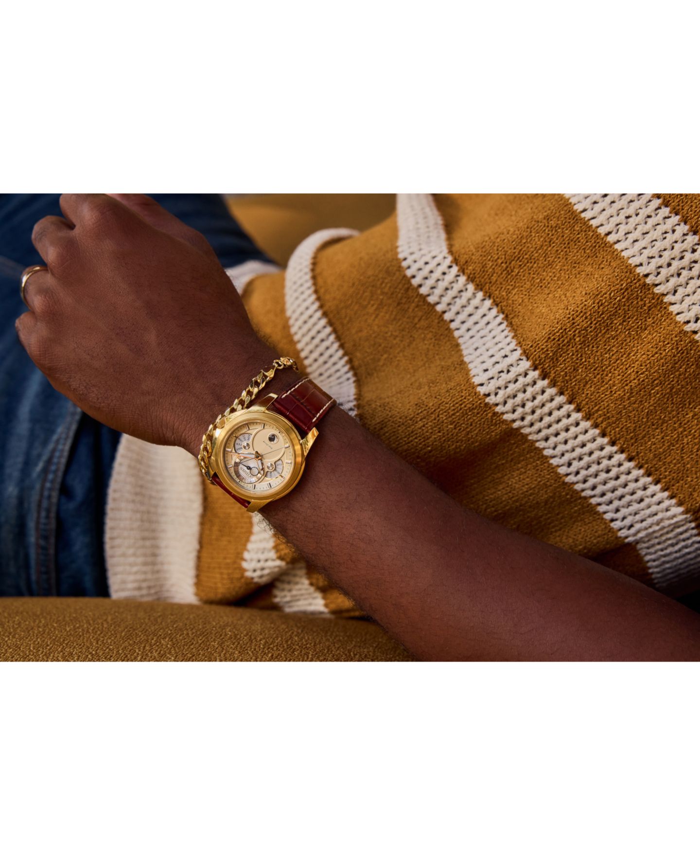 Мужские часы Citizen Classic Calendrier Brown Leather Strap Watch 41.8mm — фото 4