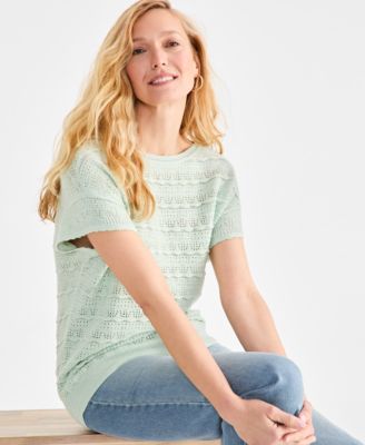 売れ筋商品|||スタイルアンドコー ニット&セーター アウター レディース Women's llic Pointelle Dolman-Sleeve Sweater, Exclusively at Macy's Lurex Camel Style & Co Women's Lurex Shine Pointelle Dolman-Sleeve