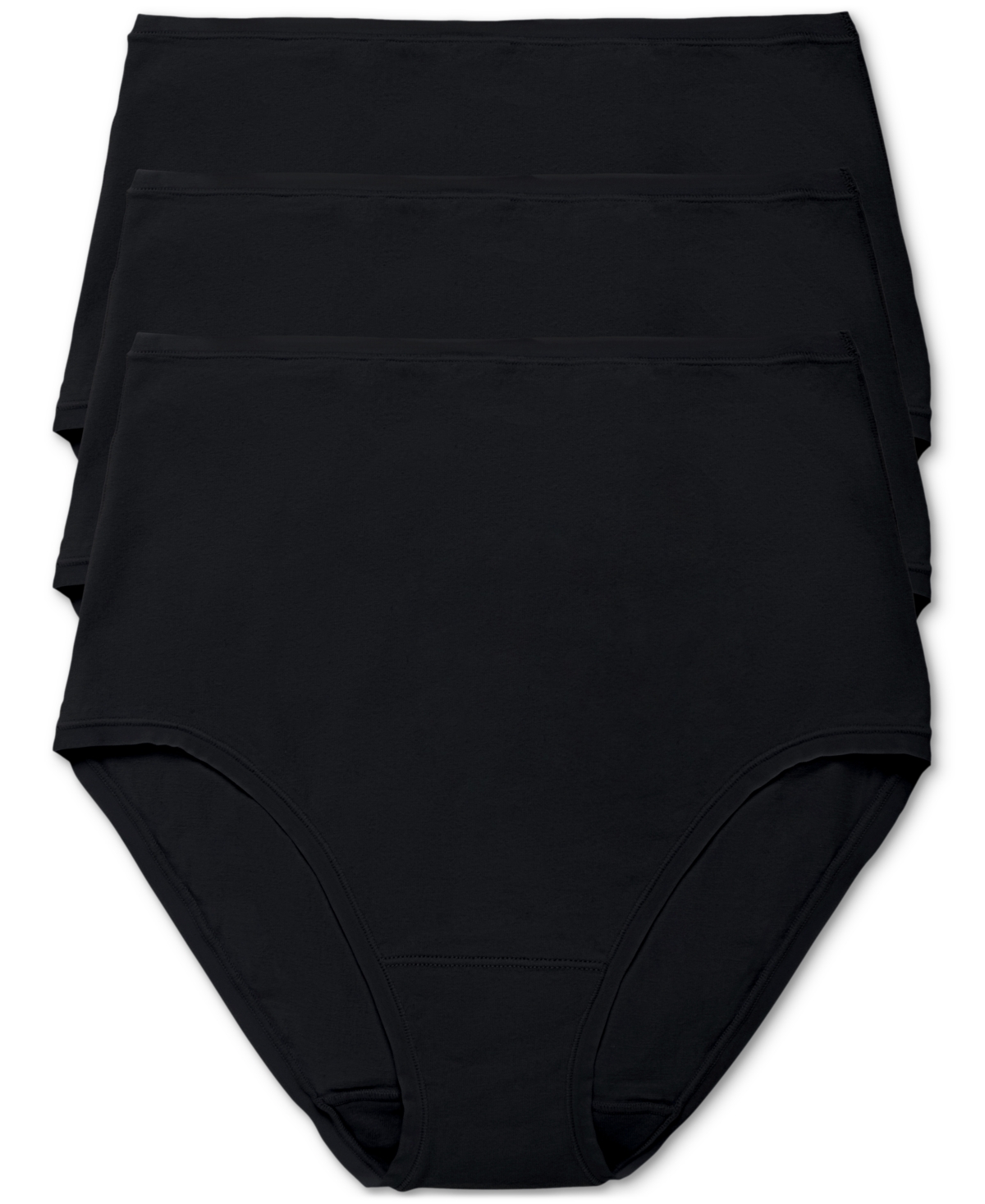 Natori Bliss Bare Cotton High Waist Brief 3-pack In Black,black,black