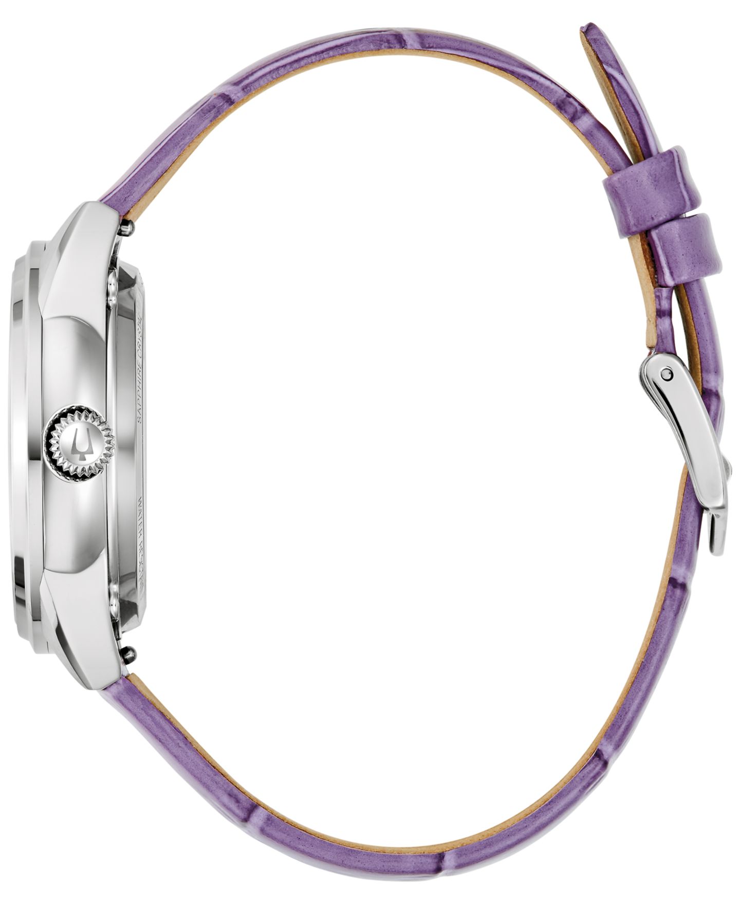 Женские часы Bulova Automatic Purple Leather Strap Watch 34.5mm — фото 2