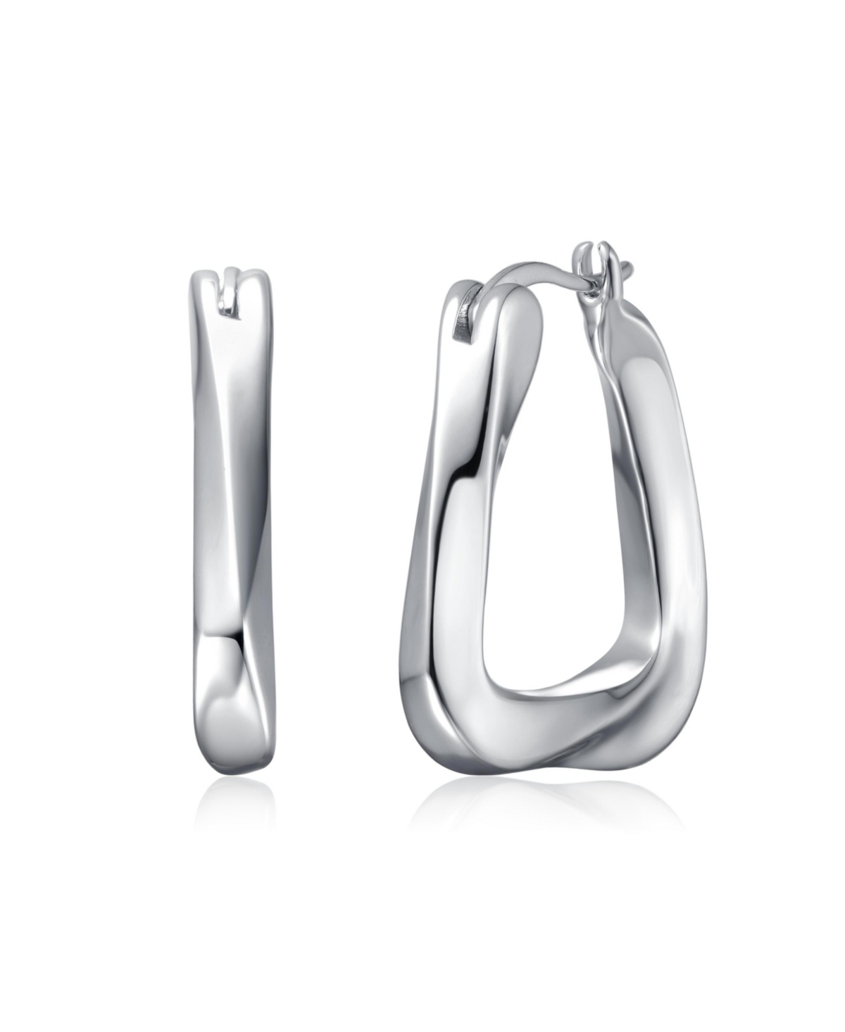 Wavy Twisted Hoop Earrings in White Gold Plated or 14K Gold Plated - Silver