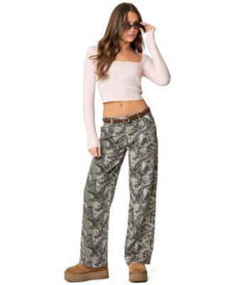 Womens Square Neck Knit Top