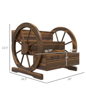 Wooden Wagon Planter Box, Decorative 3-Tier Stair Step Garden Bed