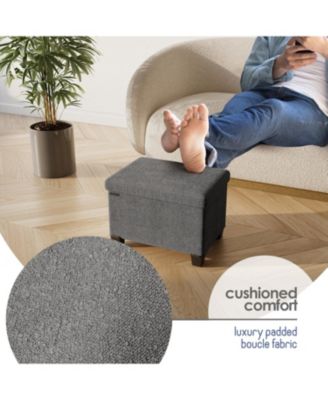 Rectangular Boucle Ottoman Storage Bench – Modern Foot Stool, Makeup Vanity Stool, Perfect for Living Room & Bedroom Decor