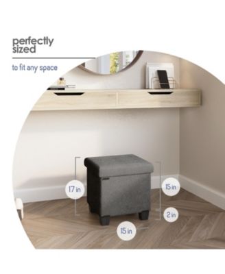 Rectangular Boucle Ottoman Storage Bench – Modern Foot Stool, Makeup Vanity Stool, Perfect for Living Room & Bedroom Decor