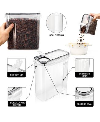 Clear Plastic 2-Pack Airtight Coffee Bean Storage Container Set with Easy-Access Lids - Keeps Coffee Beans Fresh, BPA-Free