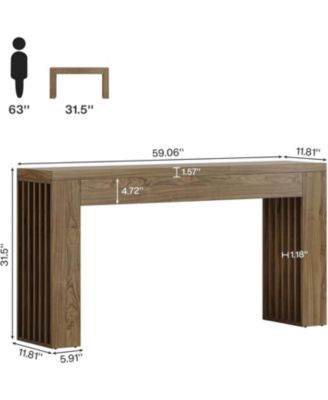 59-Inch Long Wooden Console Sofa Table Behind The Couch with Vertical Slat Legs for Entrance, Hallway, Entryway, Living Room (Rustic Brown)
