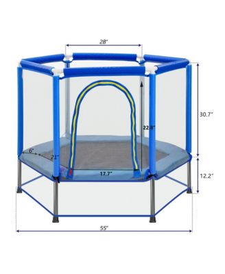 55'' Toddlers Trampoline with Safety Enclosure Net and Balls, Indoor Outdoor Mini Trampoline for Kids