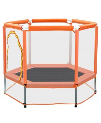 55'' Toddlers Trampoline with Safety Enclosure Net and Balls, Indoor Outdoor Mini Trampoline for Kids