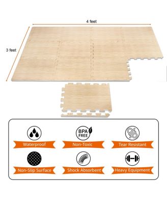 Thick 3/8-inch Wood Grain Floor Foam Tile Mats (16 Tiles,16 Sq ft - Light Pine)