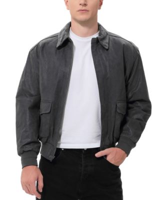 Men A-2 Distressed Leather Flight Bomber Jacket - Tall