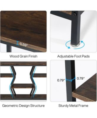 70.9 Inches Sofa Console Table with 4 Tier Wood Storage Shelves, Industrial Extra Long Narrow Entryway Accent Tables for Hallway, Living Room, Foyer (Rustic Brown)