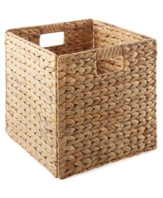13&amp;quot; x 13&amp;quot; Water Hyacinth Storage Baskets, Espresso - Set of 2 Collapsible Cube Organizers, Woven Bins for Bathroom, Bedroom, Laundry, Pantry, Shelves
