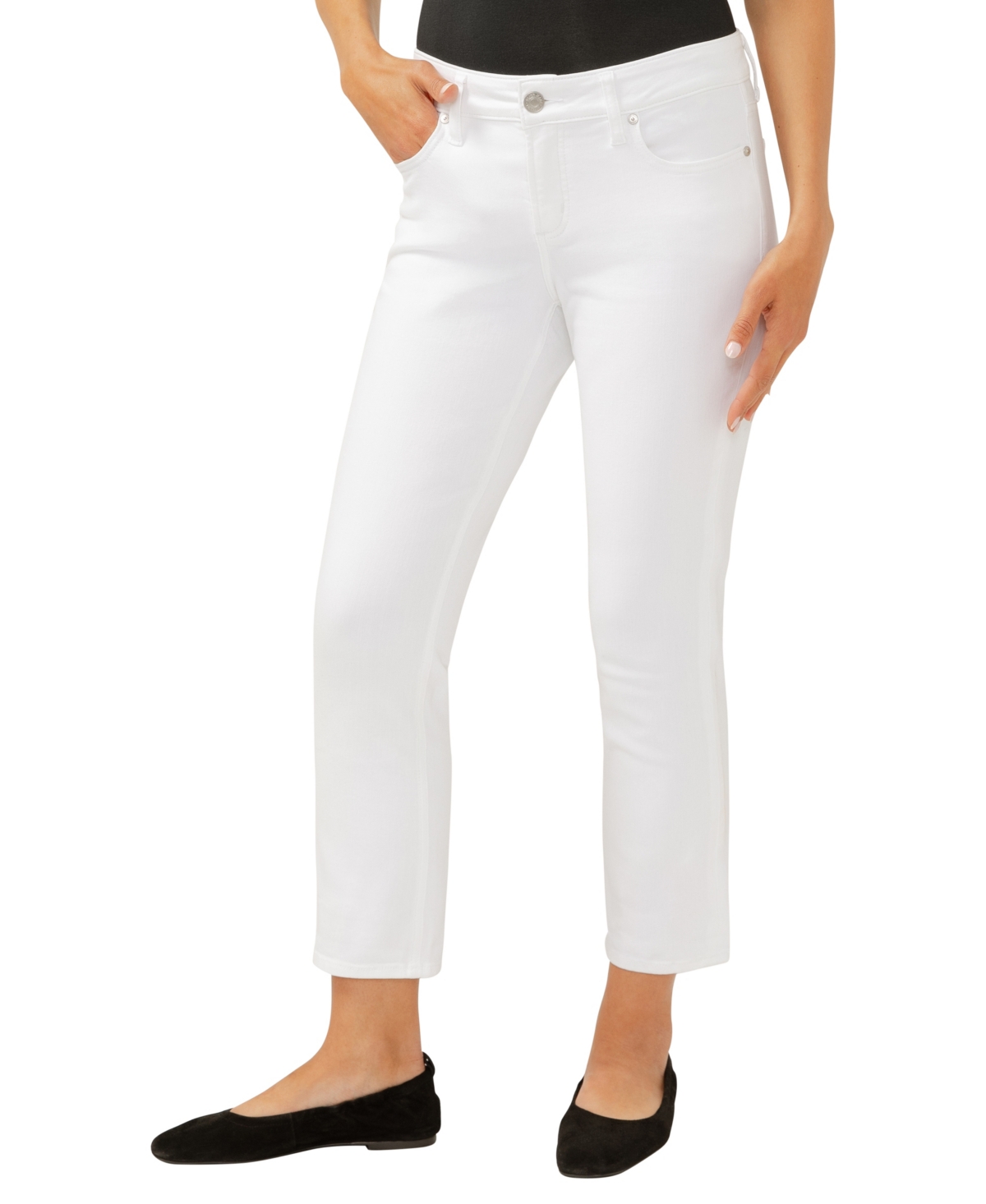 Shop Silver Jeans Co. Women's Elyse Mid Rise Comfort Fit Capri Jeans In White