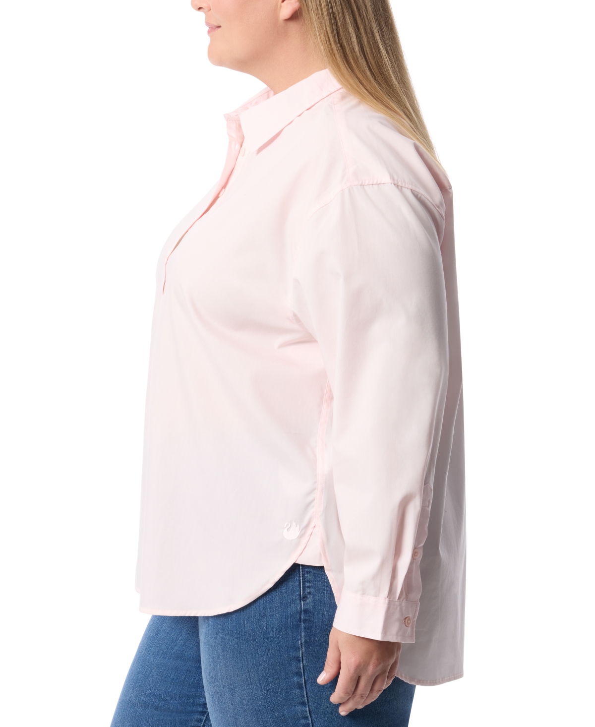 Gloria Vanderbilt Plus Size Amanda Popover Blouse In Pink Parasol