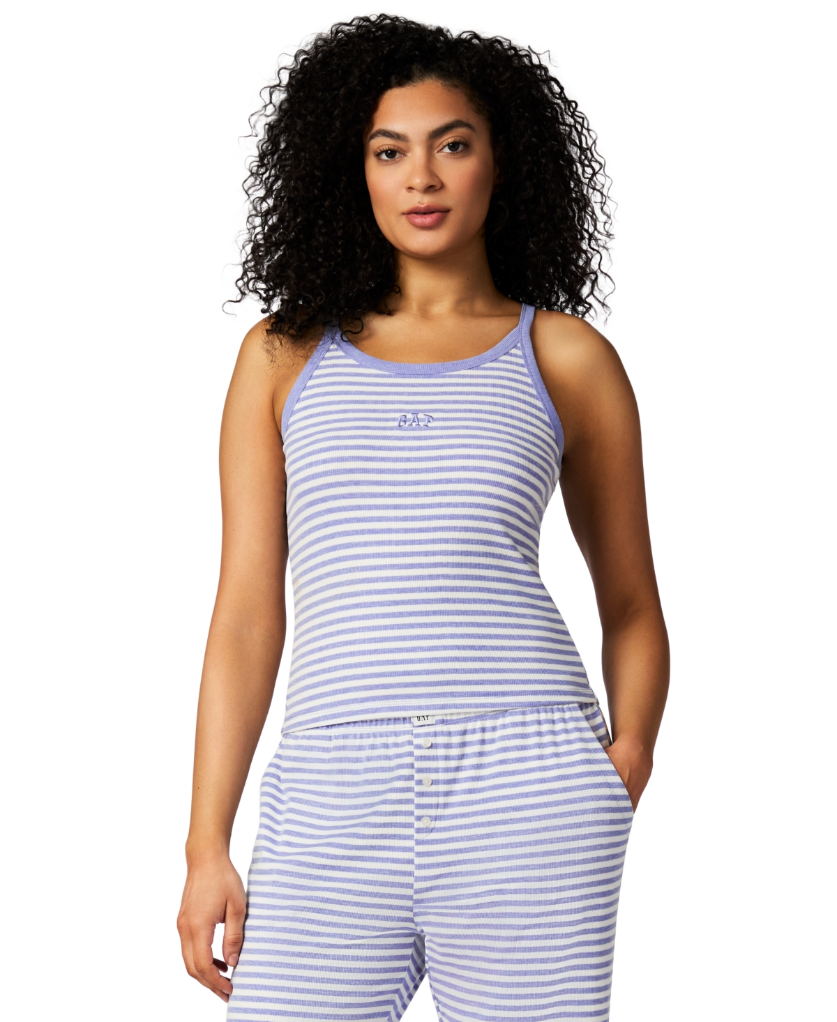Women's Striped Halter-Neck Sleeveless Pajama Top - Raspberry Pink