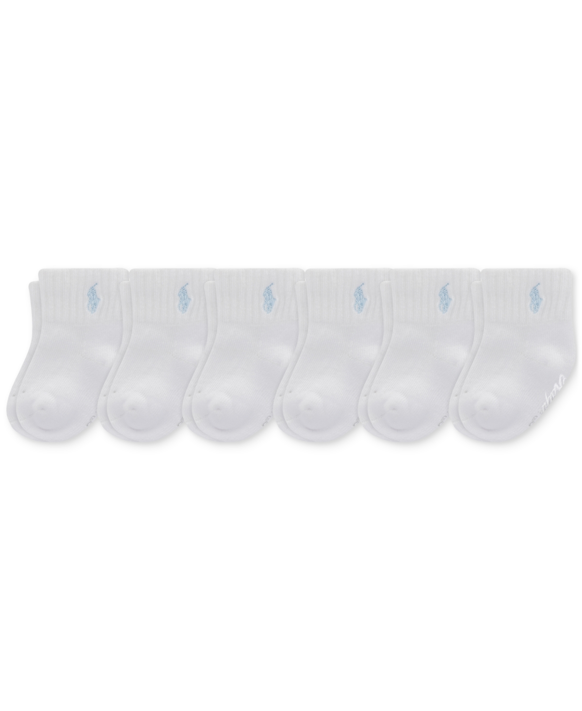 Polo Ralph Lauren Baby Boys Polo Baby Sport Quarter Socks, 6 Pack In Light Blue