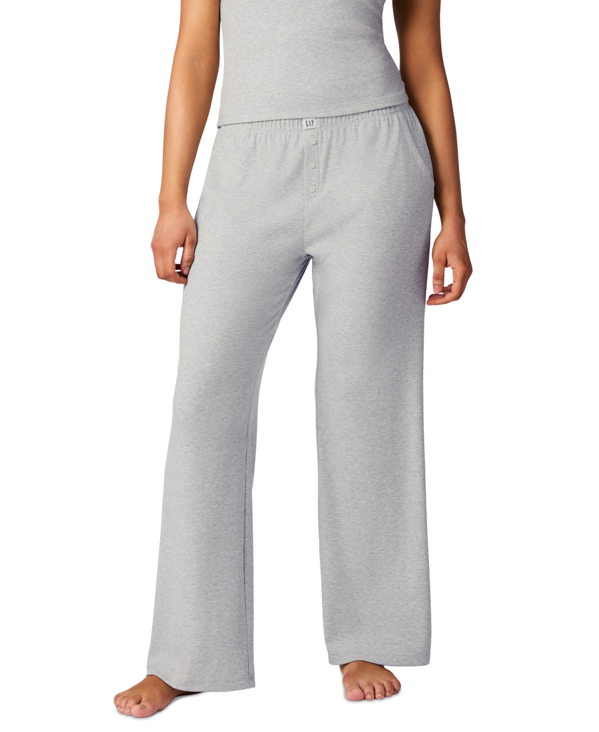 Shop Gap Women's Ribbed Mid-rise Lounge Pajama Pants In Heather Grey