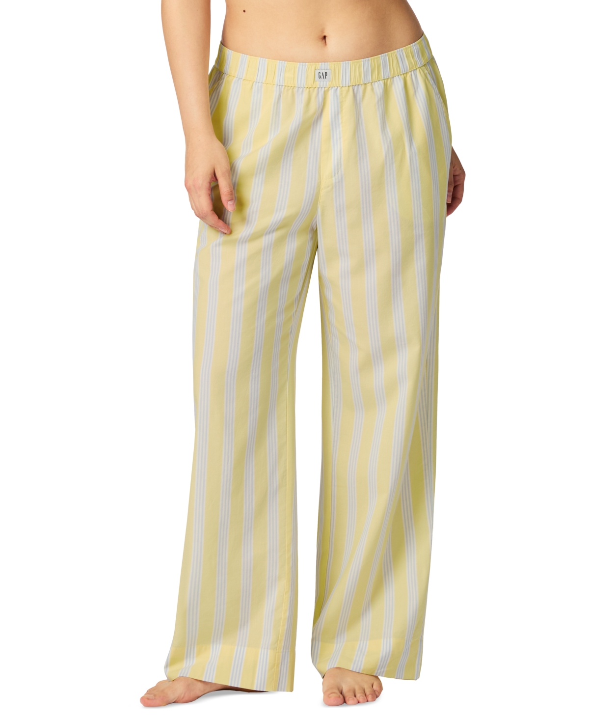 Women's Striped Poplin Pajama Pants, Exclusively at Macy's - Blue Multi Stripe