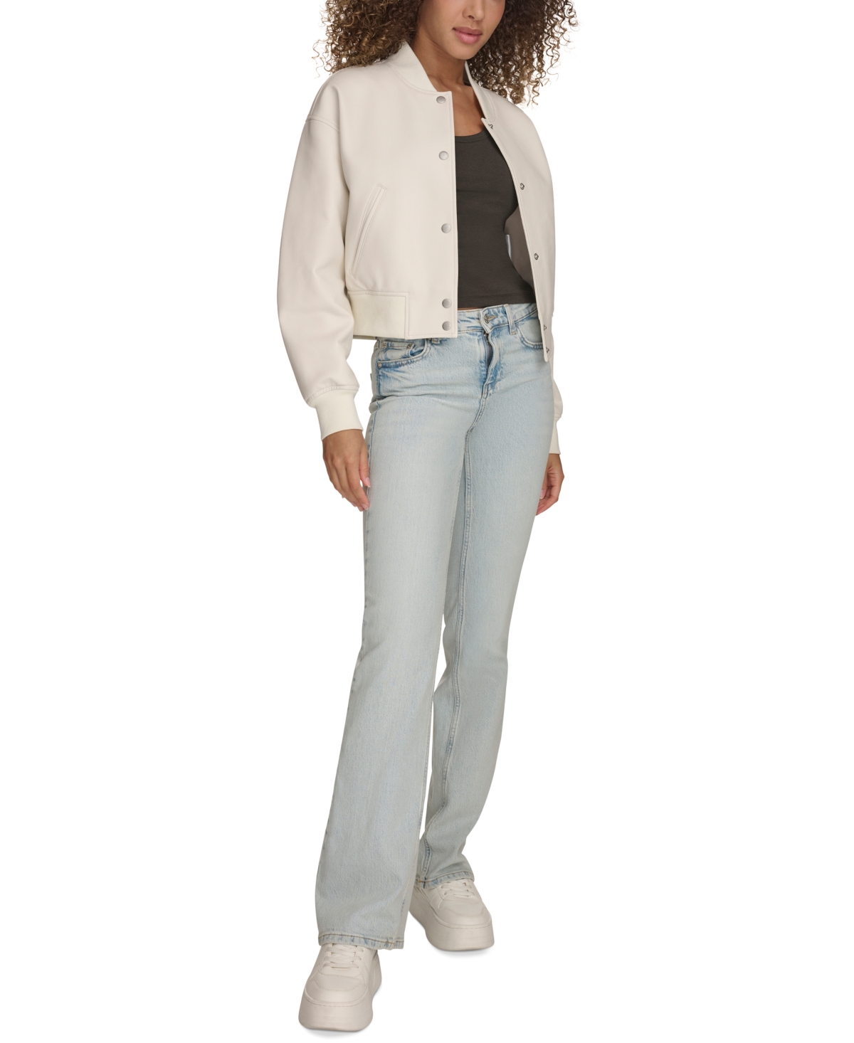 Levi's Women's Faux Leather Varsity Bomber Jacket In Osyter