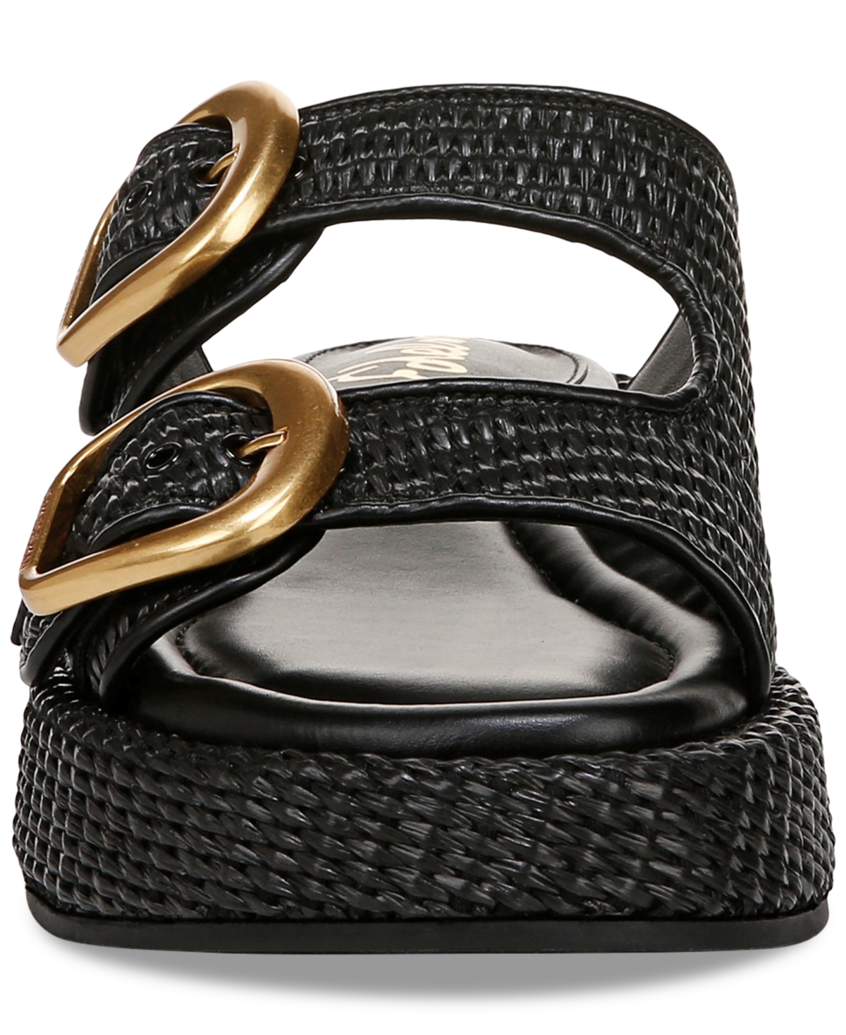Sam Edelman Nerissa Platform Slide Sandal Black Basketweave In Black Faux Raffia