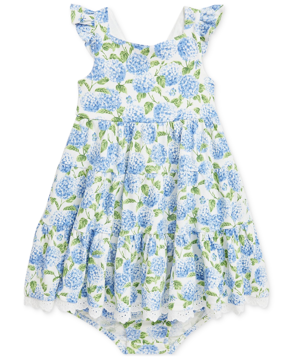Polo Ralph Lauren Baby Floral Flutter-sleeve Dress In Blue